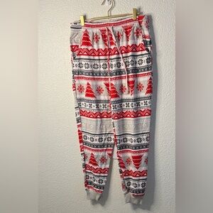 Black Sheep Farm Red and Gray Patterned Joggers-Large